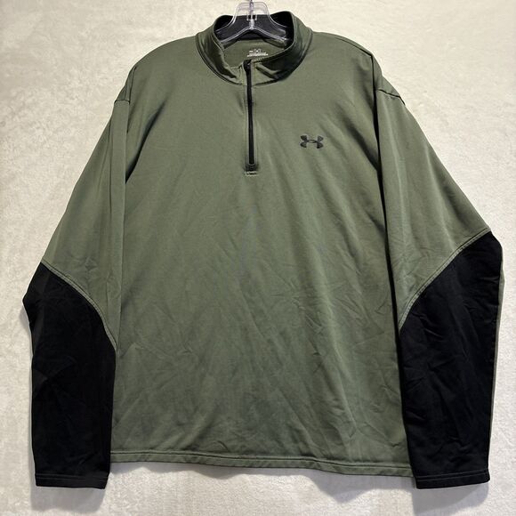 Under Armour Men's 1/4 Zip Pullover Mock Neck Olive Green Black Size XXL Vintage - Picture 1 of 16